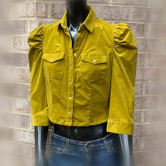 7th Ave Design Studio Small Corduroy Cropped Puff Shoulder Jacket Sz S - Picture 1 of 13